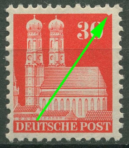 Bizone 1948 Bauten enge Zähnung mit Plattenfehler 88 XF PF IV mit Falz