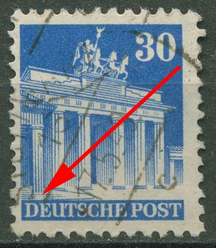 Bizone 1948 Bauten weite Zähnung mit Plattenfehler 89 WF PF II gestempelt