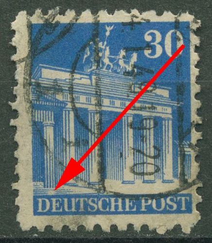 Bizone 1948 Bauten weite Zähnung mit Plattenfehler 89 XB PF II gestempelt
