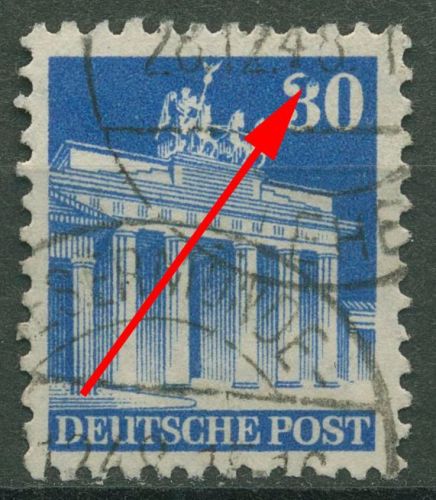 Bizone 1948 Bauten weite Zähnung mit Plattenfehler 89 WF PF III gestempelt