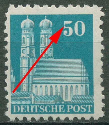 Bizone 1948 Bauten weite Zähnung mit Plattenfehler 92 XB PF II postfrisch