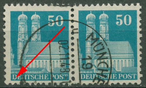 Bizone 1948 Bauten weite Zähnung mit Plattenfehler 92 XF PF ? gestempelt