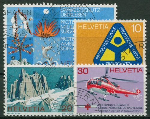 Schweiz 1972 Ereignisse Alpen Rettungsflugwacht Umweltschutz 975/78 gestempelt