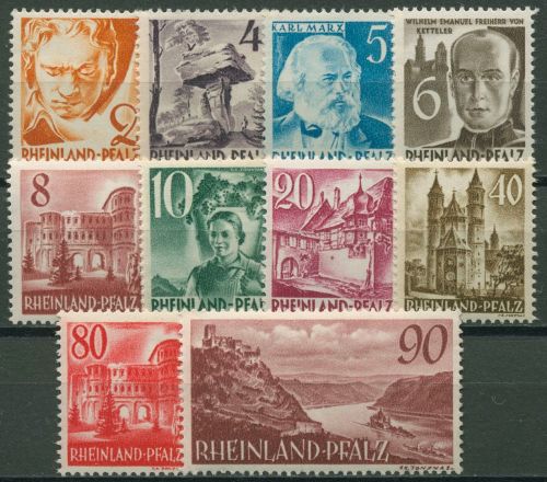 Französische Zone: Rheinland-Pfalz 1948 Persönlichk./Ansichten 32/41 postfrisch