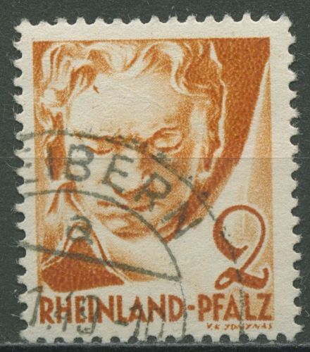 Französische Zone: Rheinland-Pfalz 1948 Beethoven Type I, 32 ya I gestempelt