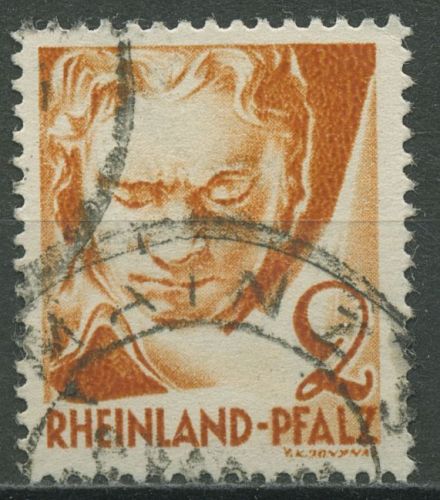 Französische Zone: Rheinland-Pfalz 1948 Beethoven Type II, 32 ya II gestempelt