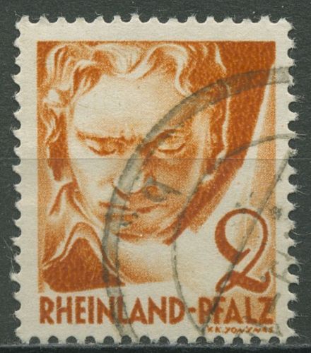 Französische Zone: Rheinland-Pfalz 1948 Beethoven Type I, 32 yb I gestempelt