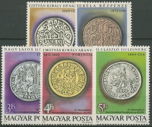 Ungarn 1979 Numismatischer Kongreß Bern Münzen 3372/76 A postfrisch