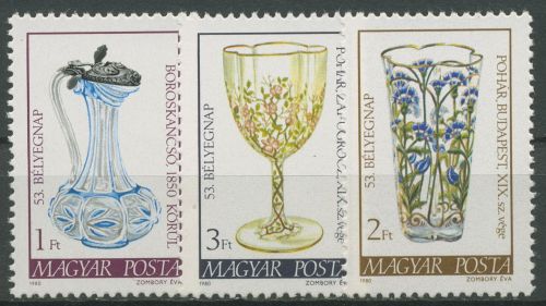 Ungarn 1980 Tag der Briefmarke Glaskunst 3445/47 A postfrisch
