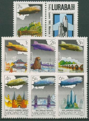 Ungarn 1981 LURABA Luzern Luftschiff Graf Zeppelin 3477/83 A postfrisch