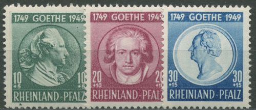 Französische Zone Rheinland-Pfalz 1949 200. Geburtstag Goethes 46/48 postfrisch