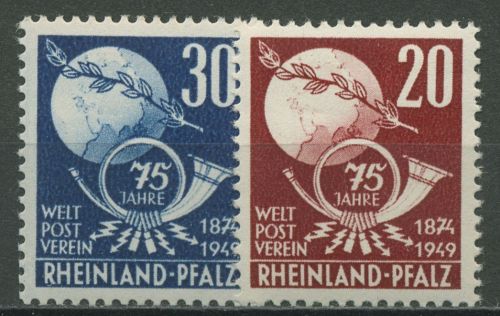 Französische Zone Rheinland-Pfalz 1949 Weltpostverein UPU 51/52 postfrisch