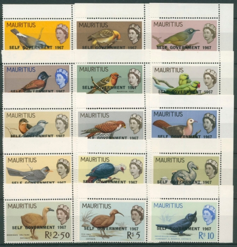Mauritius 1967 Vögel Dodo Taube Papageien m. Aufdruck 298/12 postfrisch