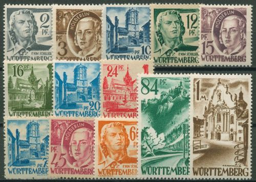 Französische Zone: Württemberg 1947 Persönlichkeiten/Ansichten 1/13 postfrisch