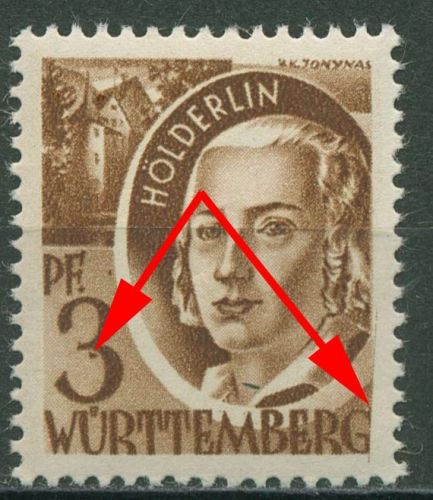 Franz. Zone: Württemberg 1947 Hölderlin Plattenfehler 2 PF I + II postfrisch