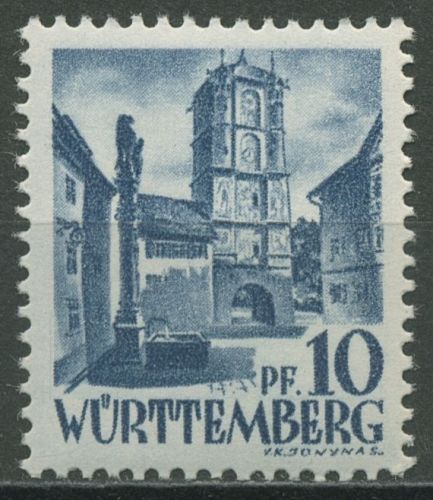Franz. Zone: Württemberg 1947 Stadttor Type I, 3 y v I postfrisch
