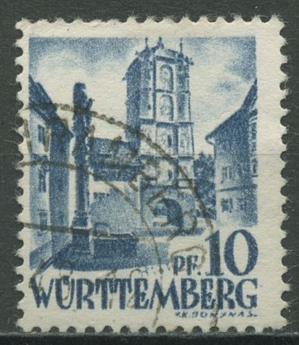 Franz. Zone: Württemberg 1947 Stadttor Type I, 3 y v I gestempelt