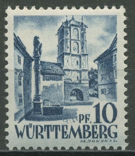 Franz. Zone: Württemberg 1947 Stadttor Type II, 3 y v II postfrisch