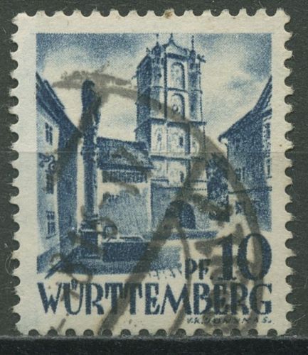 Franz. Zone: Württemberg 1947 Stadttor Type II, 3 y v II gestempelt