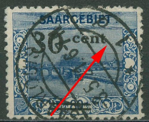 Saargebiet 1921 Alte Brücke mit Aufdruckfehler 76 AF I gestempelt
