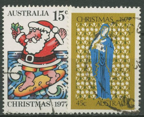Australien 1977 Weihnachten Weihnachtsmann 641/42 gestempelt