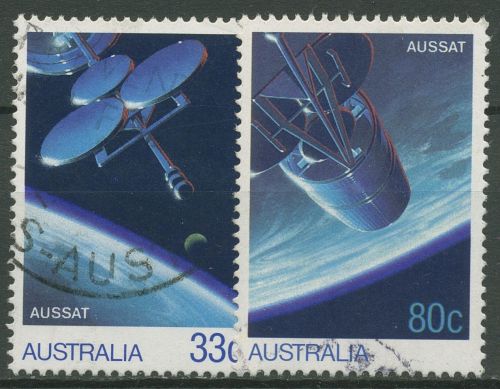 Australien 1986 Nachrichtensatellit AUSSAT 956/57 gestempelt