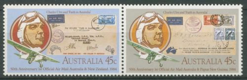 Australien 1984 Postflüge n. Neuseeland u. Papua Neuguinea 862/63 ZD postfrisch