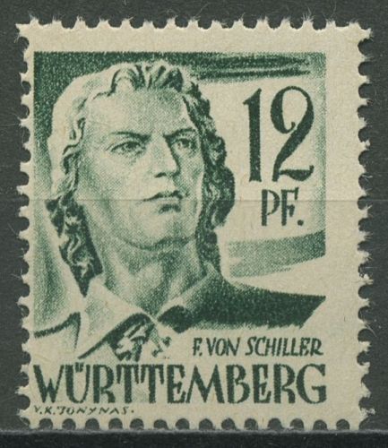 Französische Zone: Württemberg 1947 Schiller 4 v v postfrisch