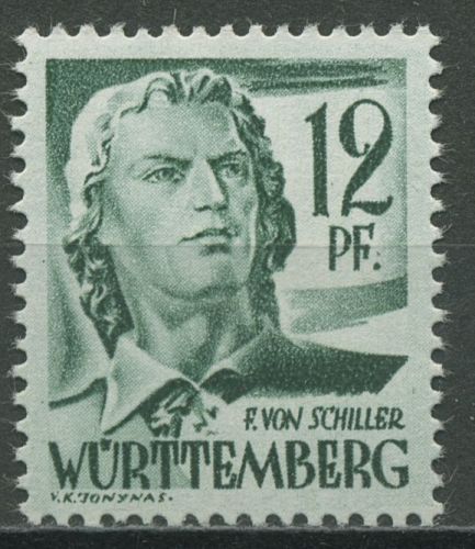 Französische Zone: Württemberg 1947 Schiller 4 y v postfrisch