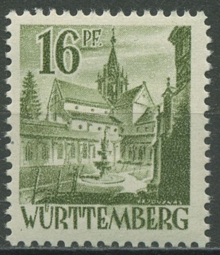 Französische Zone: Württemberg 1947 Kloster 6 y v II postfrisch