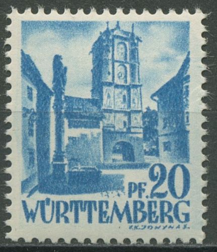 Französische Zone: Württemberg 1947 Stadttor Wangen 7 y v I postfrisch