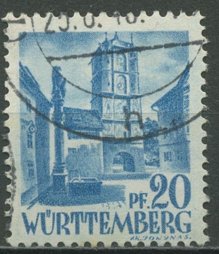 Französische Zone: Württemberg 1947 Stadttor Wangen 7 y v I gestempelt