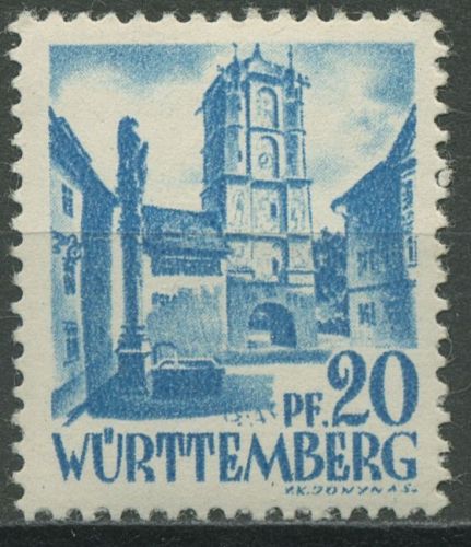 Französische Zone: Württemberg 1947 Stadttor Wangen 7 y v II postfrisch