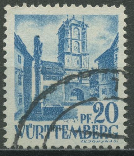 Französische Zone: Württemberg 1947 Stadttor Wangen 7 y v II gestempelt