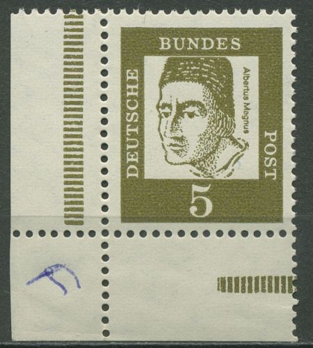 Bund 1961 Bedeutende Deutsche Ecke aus MHB 347 yb ER 9.3 postfrisch
