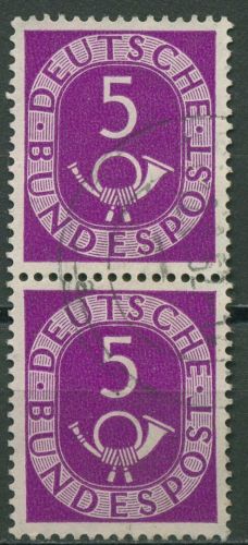 Bund 1951 Posthorn Bogenmarken 125 senkrechtes Paar gestempelt