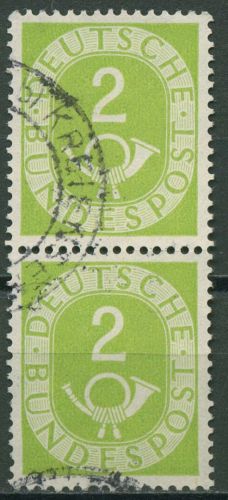Bund 1951 Posthorn Bogenmarken 123 senkrechtes Paar gestempelt