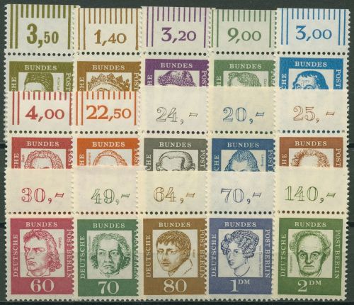 Berlin 1961 Bedeutende Deutsche Bogenmarken Oberrand 199/213 OR postfrisch