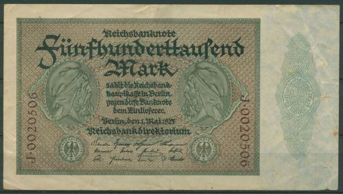 Dt. Reich 500000 Mark 1923, DEU-99a, Serie J, gebraucht (K1771)
