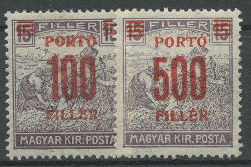 Ungarn 1921 Portomarken Schnitter P 68/69 mit Falz
