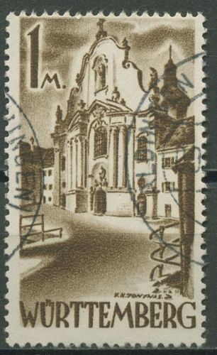 Franz. Zone: Württemberg 1947 Barockkirche Type I, 13 y v I gestempelt