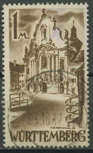 Franz. Zone: Württemberg 1947 Barockkirche Type III, 13 y v III gestempelt