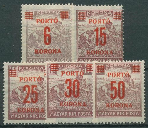 Ungarn 1922 Portomarken Schnitter P 74/78 mit Falz