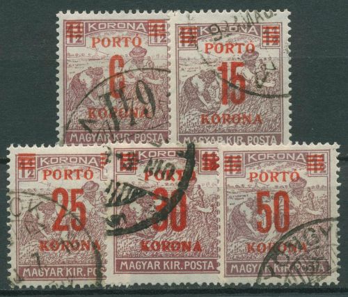Ungarn 1922 Portomarken Schnitter P 74/78 gestempelt