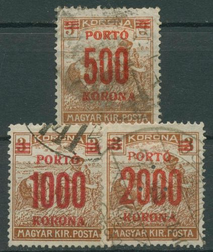 Ungarn 1924 Portomarken Schnitter P 92/94 gestempelt