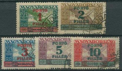 Ungarn 1927 Portomarken Ikarus Flugpostmarken P 99/103 gestempelt