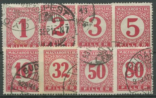Ungarn 1926 Portomarken Ziffern im Kreis P 104/11 gestempelt