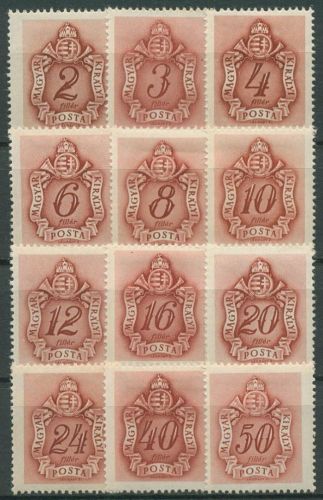 Ungarn 1941 Portomarken Ziffern und Wappen P 144/55 mit Falz