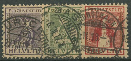 Schweiz 1917 Pro Juventute Trachten (III) 133/35 gestempelt