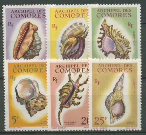 Komoren 1962 Meeresschnecken 42/47 postfrisch